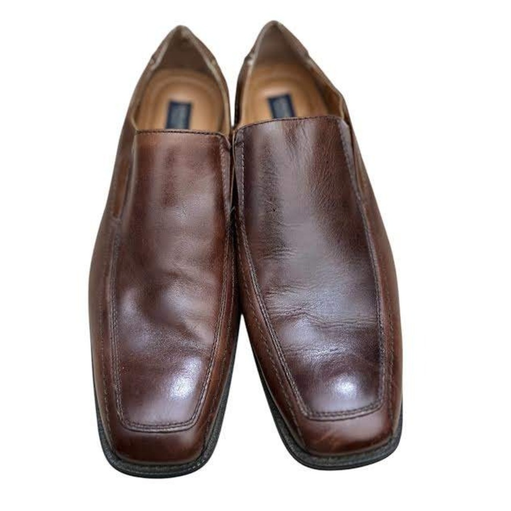 Giorgio Brutini Mens 11M Brown Leather Square Toe‎ Slip On Loafer Dress Shoes